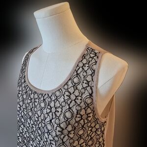 Mystree Elegant Taupe & Black Lace Blouse